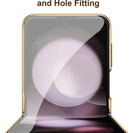 Mobizang 9H Glass Back Case for Samsung Galaxy Z Flip6 / Z Flip 6,Ultra Thin Full Body Protection Folding Hard Back Cover, Design Flower