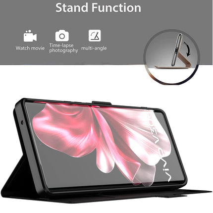 Mobizang Noble Slim Magnetic Leather Flip Case Cover for Vivo V30E (5G) | Card Holder Stand Flip Wallet Case (Black)