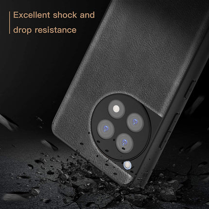 Kapa Tux Leather Back Cover for Oneplus 12R | Slim Shockproof Camera Protection Bumper Case (Black)