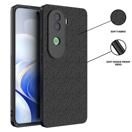 Mobizang Soft Full Fabric Protective Back Case Cover for Vivo V40E / iQOO Z9S | Shockproof Slim Hard Anti Slip Back Case (Black)