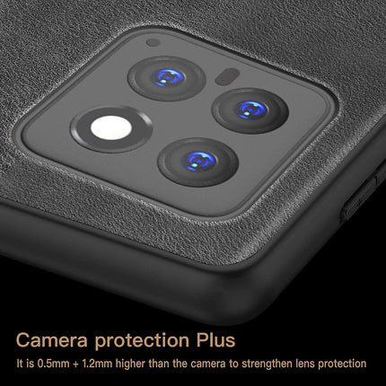 Mobizang Tux Leather Back Cover for Xiaomi 14 (5G) | Slim Shockproof Camera Protection Bumper Case (Grey)