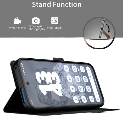 Mobizang Noble Slim Magnetic Leather Flip Case Cover for Google Pixel 9 | Card Holder Stand Flip Wallet Case (Black)