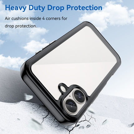 Mobizang Unicorn Acrylic Clear Back Cover For Apple iPhone 16 Plus | Slim Shockproof [Military Grade Protection] Hybrid Bumper Case (Black Sides)