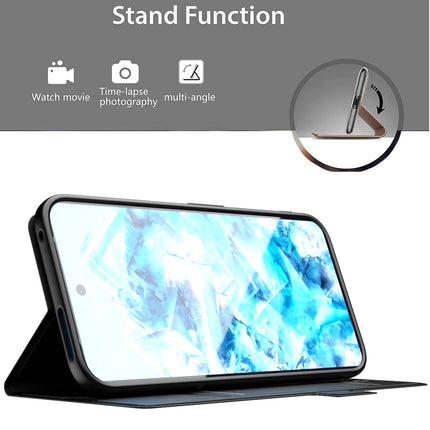 Mobizang Noble Slim Magnetic Leather Flip Case Cover for Google Pixel 9 Pro | Card Holder Stand Flip Wallet Case (Black)