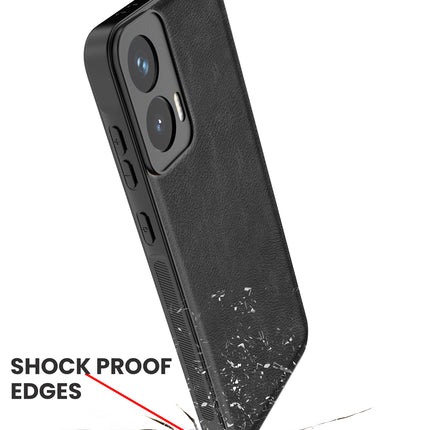 Mobizang Tux Leather Back Cover for Moto G35 | Slim Shockproof Camera Protection Bumper Case (Black)