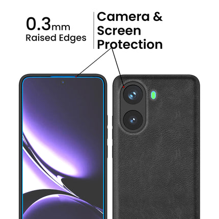 Mobizang Tux Leather Back Cover for Poco X7 Pro 5G | Slim Shockproof Camera Protection Bumper Case (Black)