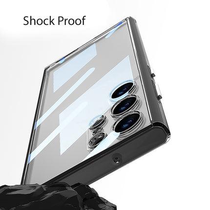 Mobizang Clear Airbag Back Case for Samsung Galaxy S25 Ultra | Transparent Shockproof Slim Hard PC Shell Protective Cover (Black)