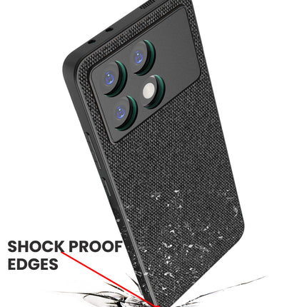 Mobizang Soft Full Fabric Protective Back Case Cover for Poco X6 Pro | Shockproof Slim Hard Anti Slip Back Case (Black)
