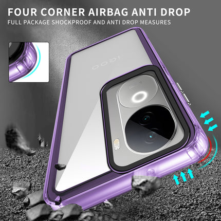 Mobizang Warrior Acrylic Clear Back Cover For Vivo V40E / iQOO Z9S | Slim Shockproof [Military Grade Protection] Hybrid Bumper Case (Purple Sides)