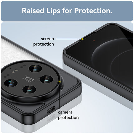 Mobizang Unicorn Acrylic Clear Back Cover For Xiaomi 14 ULTRA (5G) | Slim Shockproof [Military Grade Protection] Hybrid Bumper Case (Black Sides)