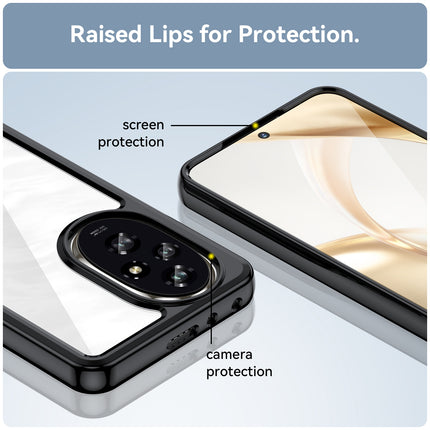 Mobizang Unicorn Acrylic Clear Back Cover For Honor 200 (5G) | Slim Shockproof [Military Grade Protection] Hybrid Bumper Case (Black Sides)