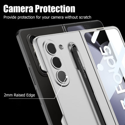 Mobizang Contrast Ulta Thin PC Case for Samsung Galaxy Z Fold 6 | Inbuilt S-Pen Holder Stand Hybrid Back Cover (Grey with Black Pen)
