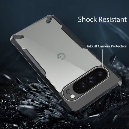 Mobizang Bull Clear Back Cover for Google Pixel 9 PRO XL | [Military Grade Protection] Shock Proof Slim Hybrid Bumper Case (Black)