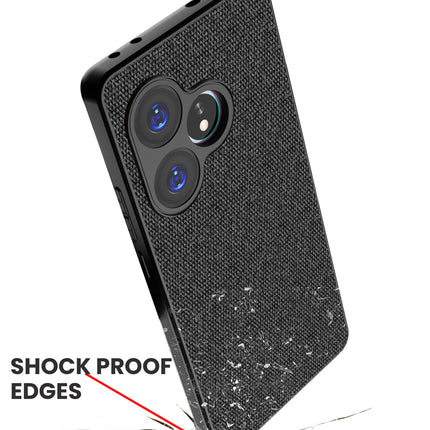 Mobizang Soft Full Fabric Protective Back Case Cover for Realme GT 6 / GT 6T | Shockproof Slim Hard Anti Slip Back Case (Black)