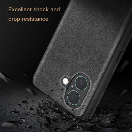 Mobizang Tux Leather Back Cover for Apple iPhone 16 | Slim Shockproof Camera Protection Bumper Case (Black)