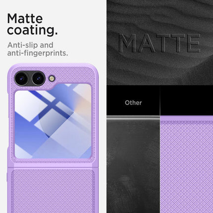 Mobizang Textured Grip Hinge Protection Back Cover for Samsung Galaxy Z Flip5 / Z Flip 5 | with [Inbuilt Glass] Full Body Shockproof Hard Back Case (Purple)