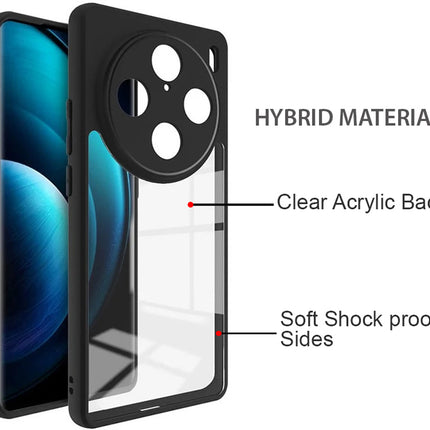 Mobizang Hawkeye Clear Back Cover for Vivo X100 Pro (5G) | Camera Lens Protector Shockproof Slim Clear Case Cover (Black Sides)