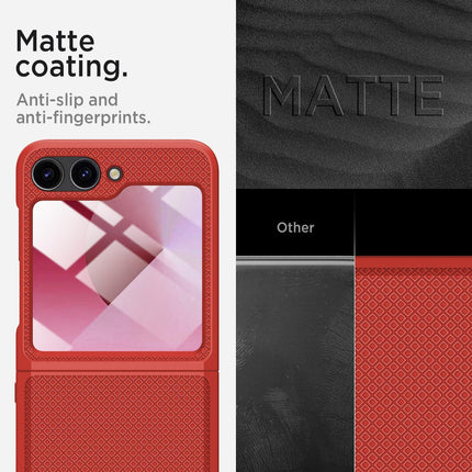 Mobizang Textured Grip Hinge Protection Back Cover for Samsung Galaxy Z Flip5 / Z Flip 5 | with [Inbuilt Glass] Full Body Shockproof Hard Back Case (Red)