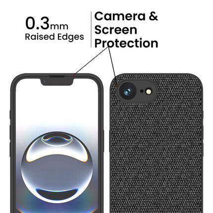 Mobizang Soft Full Fabric Protective Back Case Cover for Apple iPhone 16E | Shockproof Slim Hard Anti Slip Back Case (Black)