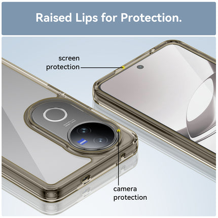 Mobizang Unicorn Acrylic Clear Back Cover For Vivo V50 / V50E 5G | Slim Shockproof [Military Grade Protection] Hybrid Bumper Case (Grey Sides)