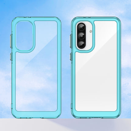 Mobizang Unicorn Acrylic Clear Back Cover For Samsung Galaxy A56 | Slim Shockproof [Military Grade Protection] Hybrid Bumper Case (Blue Sides)