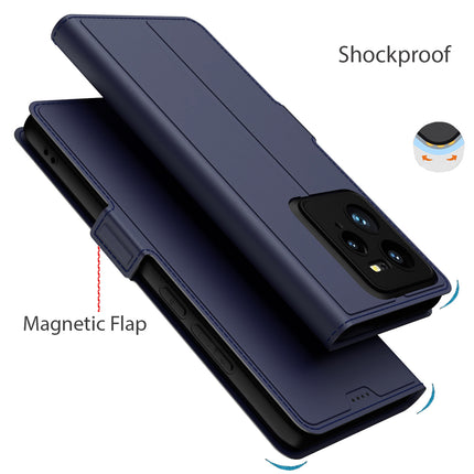 Mobizang Noble Slim Magnetic Leather Flip Case Cover for Realme GT 7 PRO | Card Holder Stand Flip Wallet Case (Blue)
