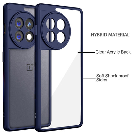 Mobizang Hawkeye Clear Back Cover for OnePlus 11R | Camera Lens Protector Shockproof Slim Clear Case Cover (Blue Sides)