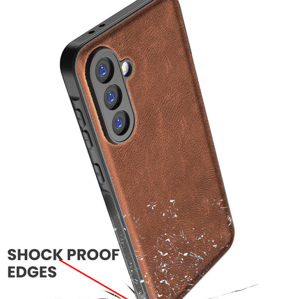 Mobizang Tux Leather Back Cover for Samsung Galaxy A56 | Slim Shockproof Camera Protection Bumper Case (Brown)