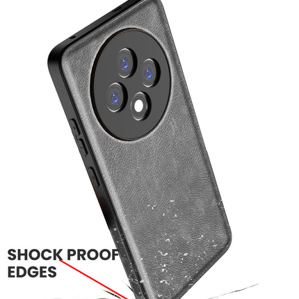 Mobizang Tux Leather Back Cover for Oppo F27 (5G) | Slim Shockproof Camera Protection Bumper Case (Grey)
