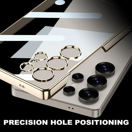 Mobizang Phantom Ultra Thin Back Case for Samsung Galaxy S25 Ultra Cover | Inbuilt Kick Stand Electroplated Edges Full Body Protection Back Cover (Champagne)