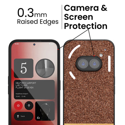 Mobizang Soft Fabric & Leather Hybrid Protective Back Cover for Nothing Phone 2A | Shockproof Slim Hard Anti Slip Back Case (Brown)