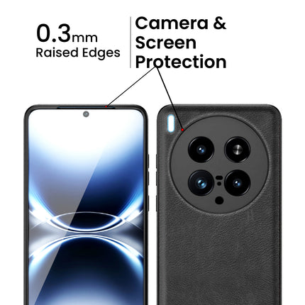 Mobizang Tux Leather Back Cover for Vivo X200 Ultra | Slim Shockproof Camera Protection Bumper Case (Black)