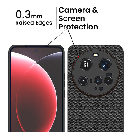 Mobizang Soft Fabric & Leather Hybrid Protective Back Cover for Xiaomi 15 Ultra | Shockproof Slim Hard Anti Slip Back Case (Black,Blue)