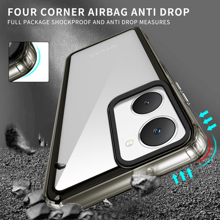 Mobizang Warrior Acrylic Clear Back Cover For Iqoo Z9 Lite | Slim Shockproof [Military Grade Protection] Hybrid Bumper Case (Grey Sides)
