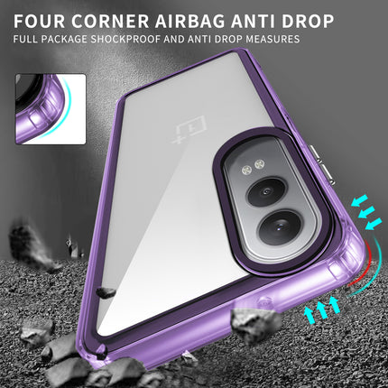 Mobizang Warrior Acrylic Clear Back Cover For OnePlus Nord CE 4 Lite | Slim Shockproof [Military Grade Protection] Hybrid Bumper Case (Purple Sides)