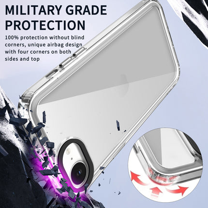Mobizang Warrior Acrylic Clear Back Cover For Apple iPhone 16E | Slim Shockproof [Military Grade Protection] Hybrid Bumper Case (Clear Sides)