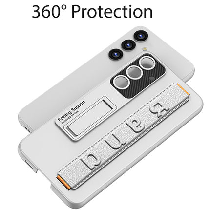 Mobizang Ultra Thin Band + Stand Back Case for Samsung S25 Plus | Slim Camera Lens Protection Cover with Kickstand (Silver)