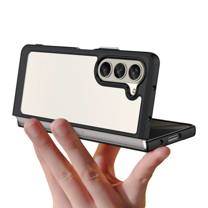 Mobizang Unicorn Acrylic Clear Back Cover For Samsung Galaxy Z Fold 6 | Slim Shockproof [Military Grade Protection] Hybrid Bumper Case (Black Sides)