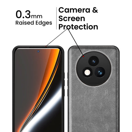 Mobizang Tux Leather Back Cover for Realme P3 PRO 5G | Slim Shockproof Camera Protection Bumper Case (Grey)