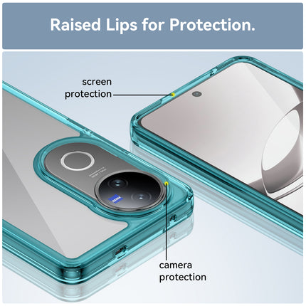 Mobizang Unicorn Acrylic Clear Back Cover For Vivo V50 / V50E 5G | Slim Shockproof [Military Grade Protection] Hybrid Bumper Case (Blue Sides)