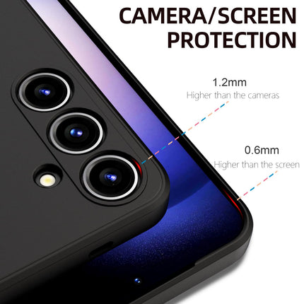 Mobizang Matte Protective Lens Flexible Back Cover for Samsung Galaxy S25 | Slim Silicone with Soft Lining Shockproof Full Body Bumper Case (Black)