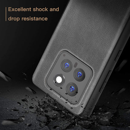 Mobizang Tux Leather Back Cover for Xiaomi 14 (5G) | Slim Shockproof Camera Protection Bumper Case (Grey)