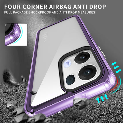 Mobizang Warrior Acrylic Clear Back Cover For Oppo Reno 13 Pro 5G | Slim Shockproof [Military Grade Protection] Hybrid Bumper Case (Purple Sides)