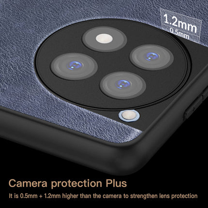 Kapa Tux Leather Back Cover for Oneplus 12R | Slim Shockproof Camera Protection Bumper Case (Blue)