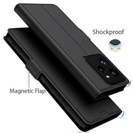 Mobizang Noble Slim Magnetic Leather Flip Case Cover for Realme GT 7 PRO | Card Holder Stand Flip Wallet Case (Black)