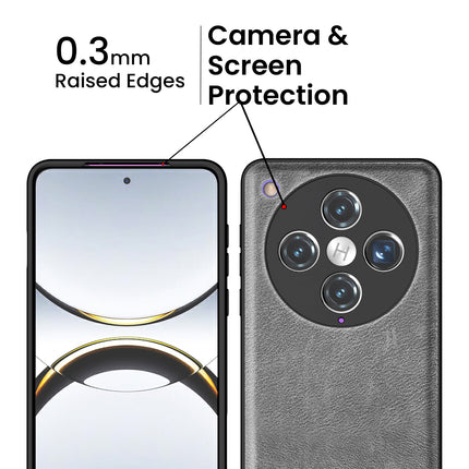 Mobizang Tux Leather Back Cover for Oppo Find X8 Pro | Slim Shockproof Camera Protection Bumper Case (Grey)