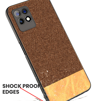 Kapa Soft Fabric & Leather Hybrid Protective Back Cover for Realme 8i | Shockproof Slim Hard Anti Slip Back Case (Brown)