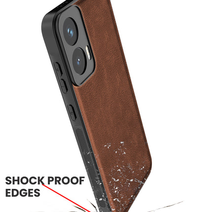 Mobizang Tux Leather Back Cover for Moto G35 | Slim Shockproof Camera Protection Bumper Case (Brown)