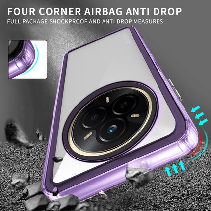 Mobizang Warrior Acrylic Clear Back Cover For Realme 14 Pro+ (Plus) 5G | Slim Shockproof [Military Grade Protection] Hybrid Bumper Case (Purple Sides)