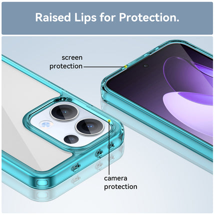 Mobizang Unicorn Acrylic Clear Back Cover For Oppo Reno 13 5G | Slim Shockproof [Military Grade Protection] Hybrid Bumper Case (Blue Sides)